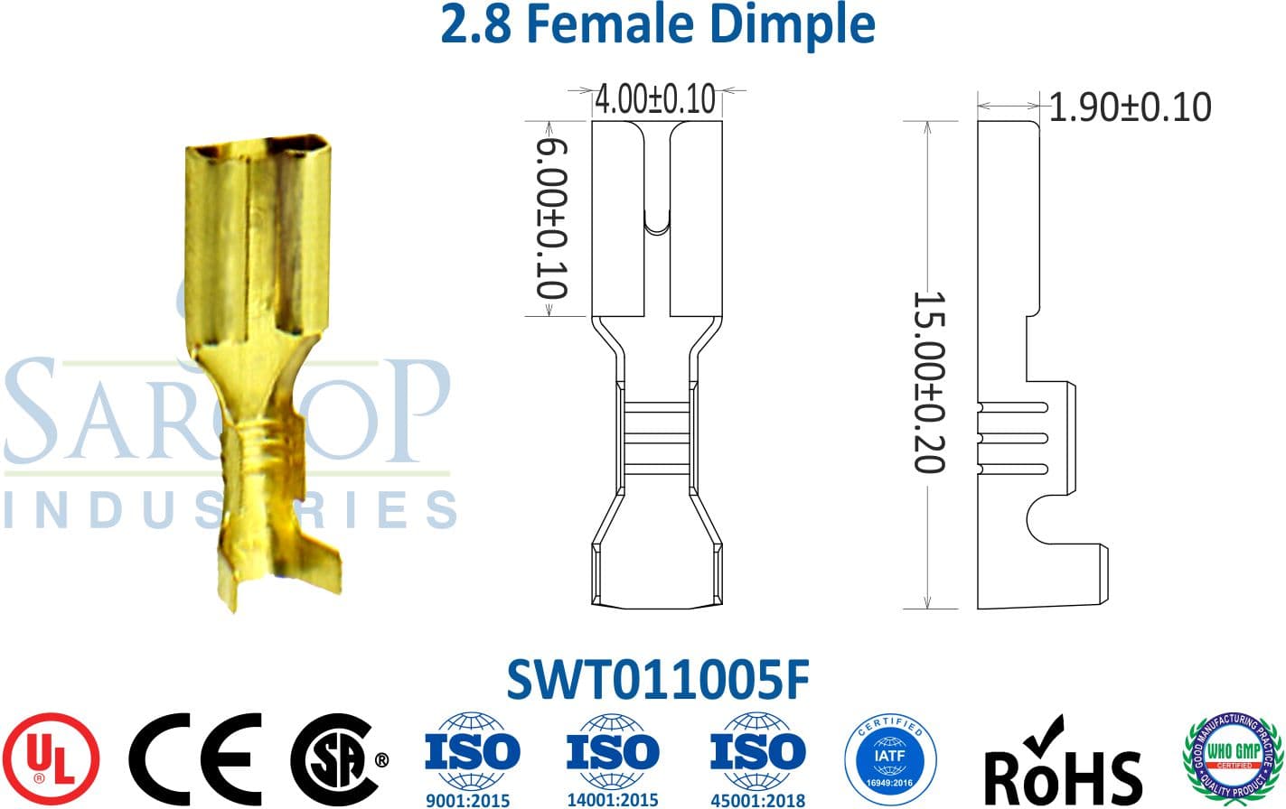 0110 Series Terminal - 2.8 Female Dimple (SWT011005F) - 1
