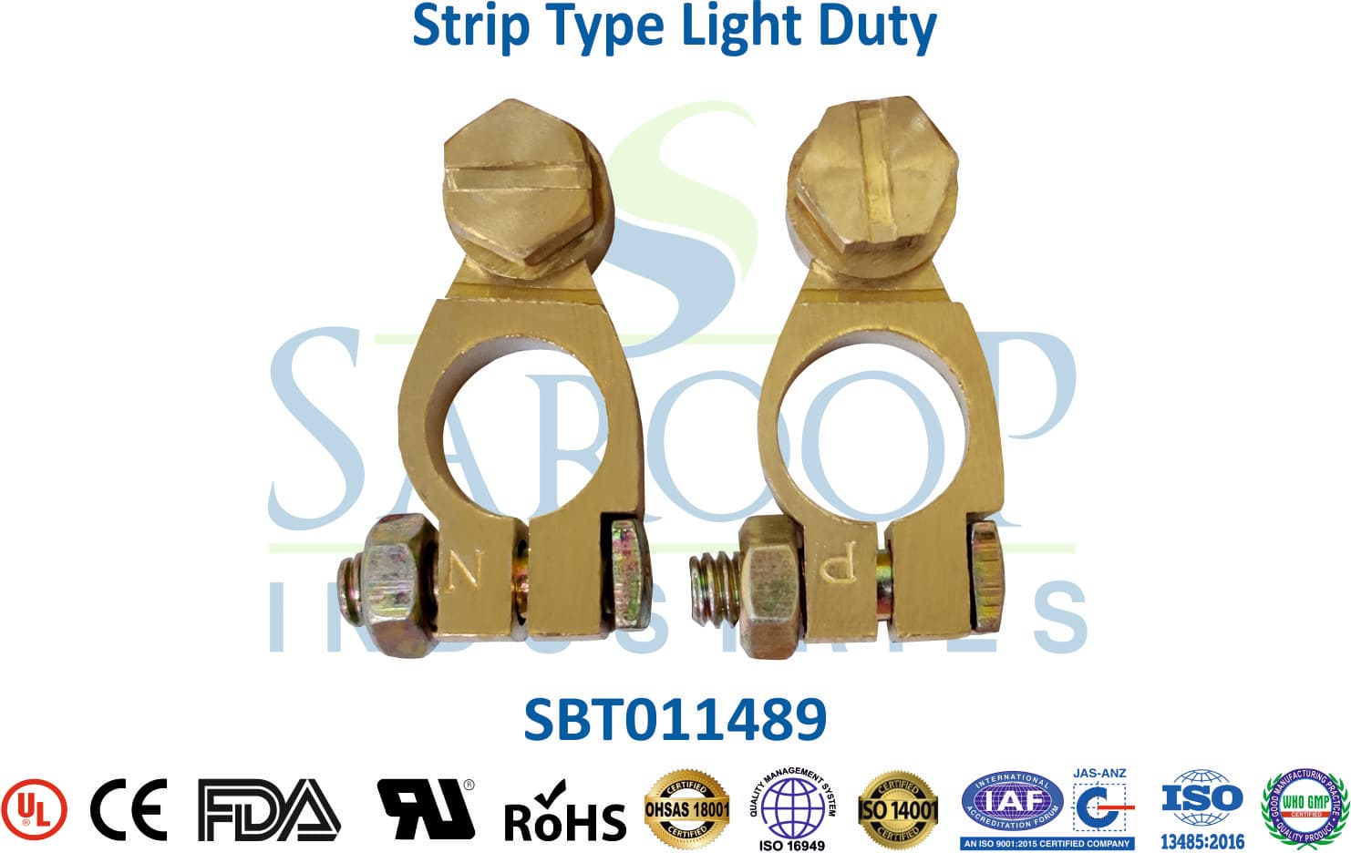 Brass Battery Terminal - Strip Type Extra Light Duty (STL) (SBT011489) - 1