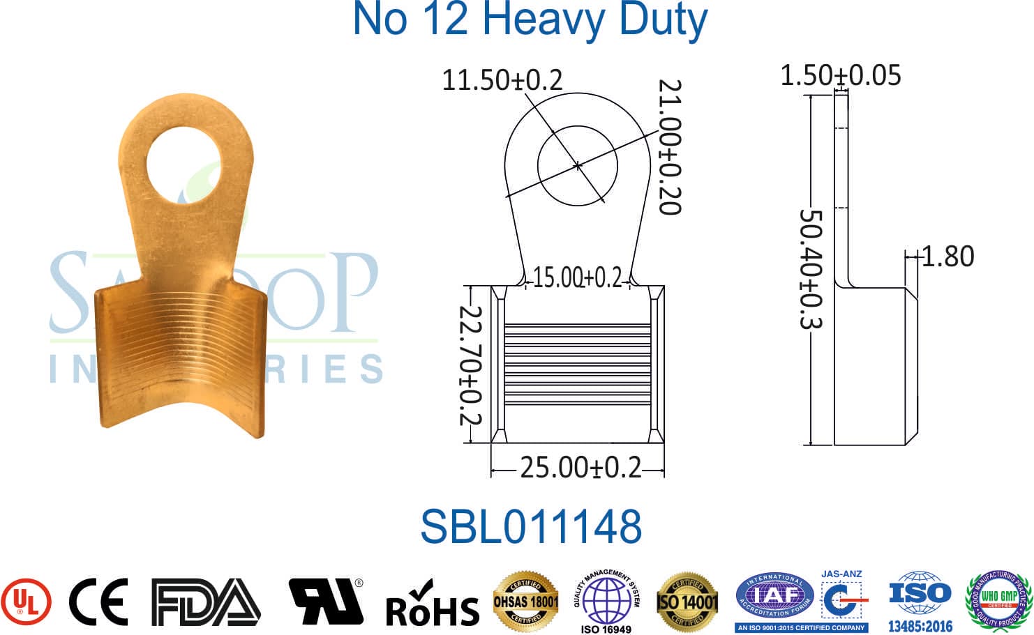 Brass Lug - No 12 Heavy Duty (SBL011148) - 1
