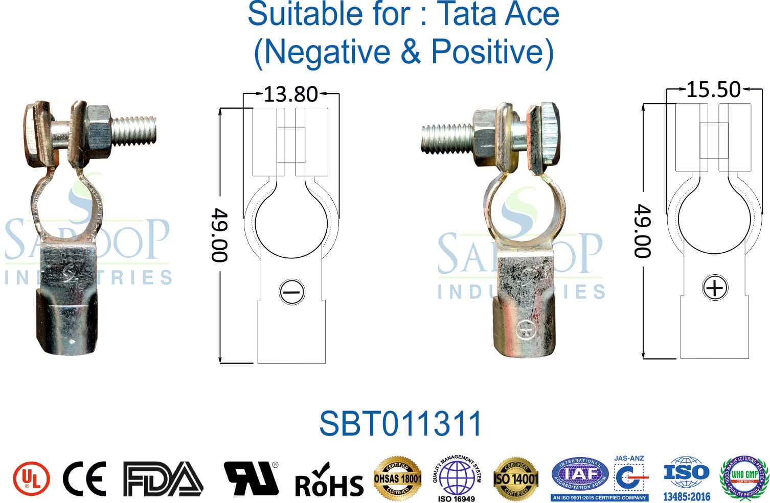 Brass Sheet Terminal - Tata Ace (Negative & Positive) (SBT011311) - 1