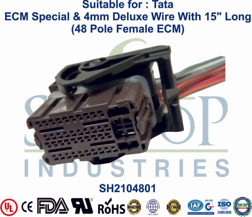 Tata 48 Pole Female ECM - ECM & 4mm Wire (15" Long)