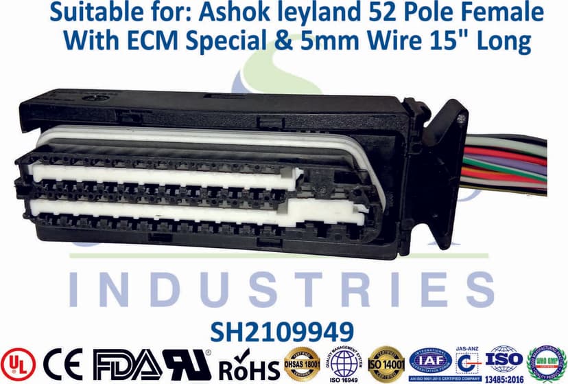 Ashok Leyland 52 Pole Female ECM - ECM & 5mm Wire (15" Long)