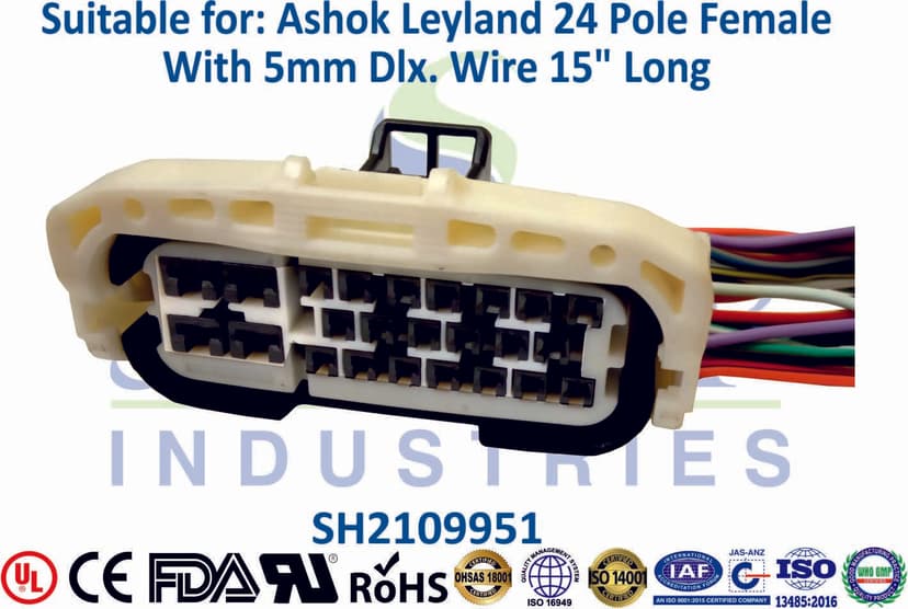 Ashok Leyland 24 Pole Female ECM - 5mm Wire (15" Long)
