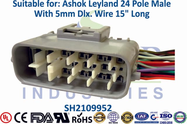 Ashok Leyland 24 Pole Male ECM - 5mm Wire (15" Long)