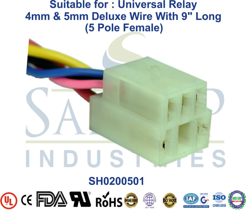 Universal AC Relay 5 Pole Female - 4mm & 5mm Wire