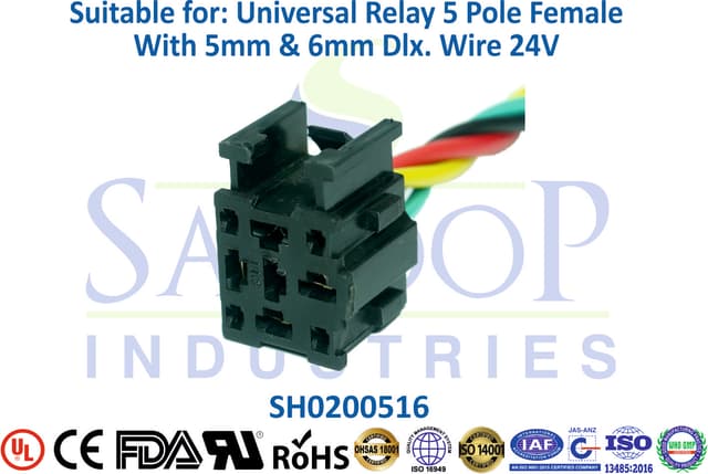 Universal Relay 4 Pole Female - 6mm & 8mm Wire (24V)