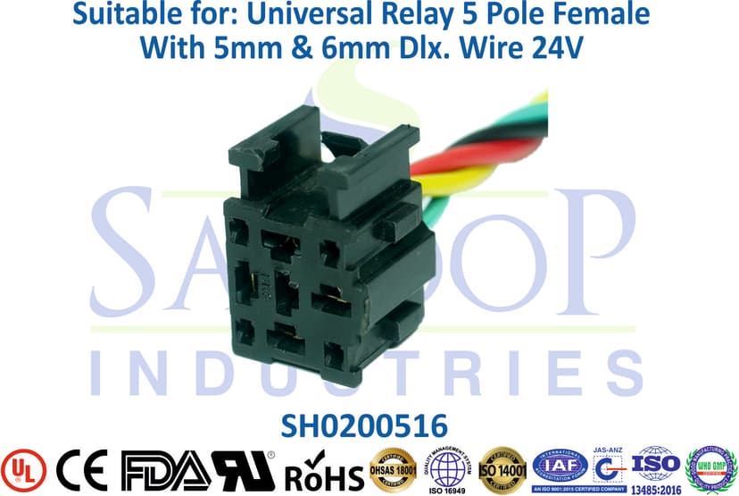 Universal Relay 4 Pole Female - 6mm & 8mm Wire (24V)