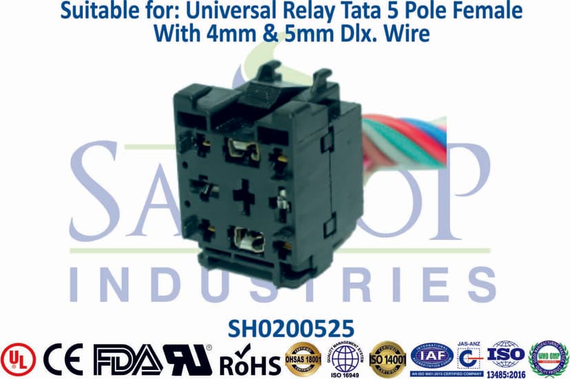 Universal Relay Tata 5 Pole Female - 4mm & 5mm Wire