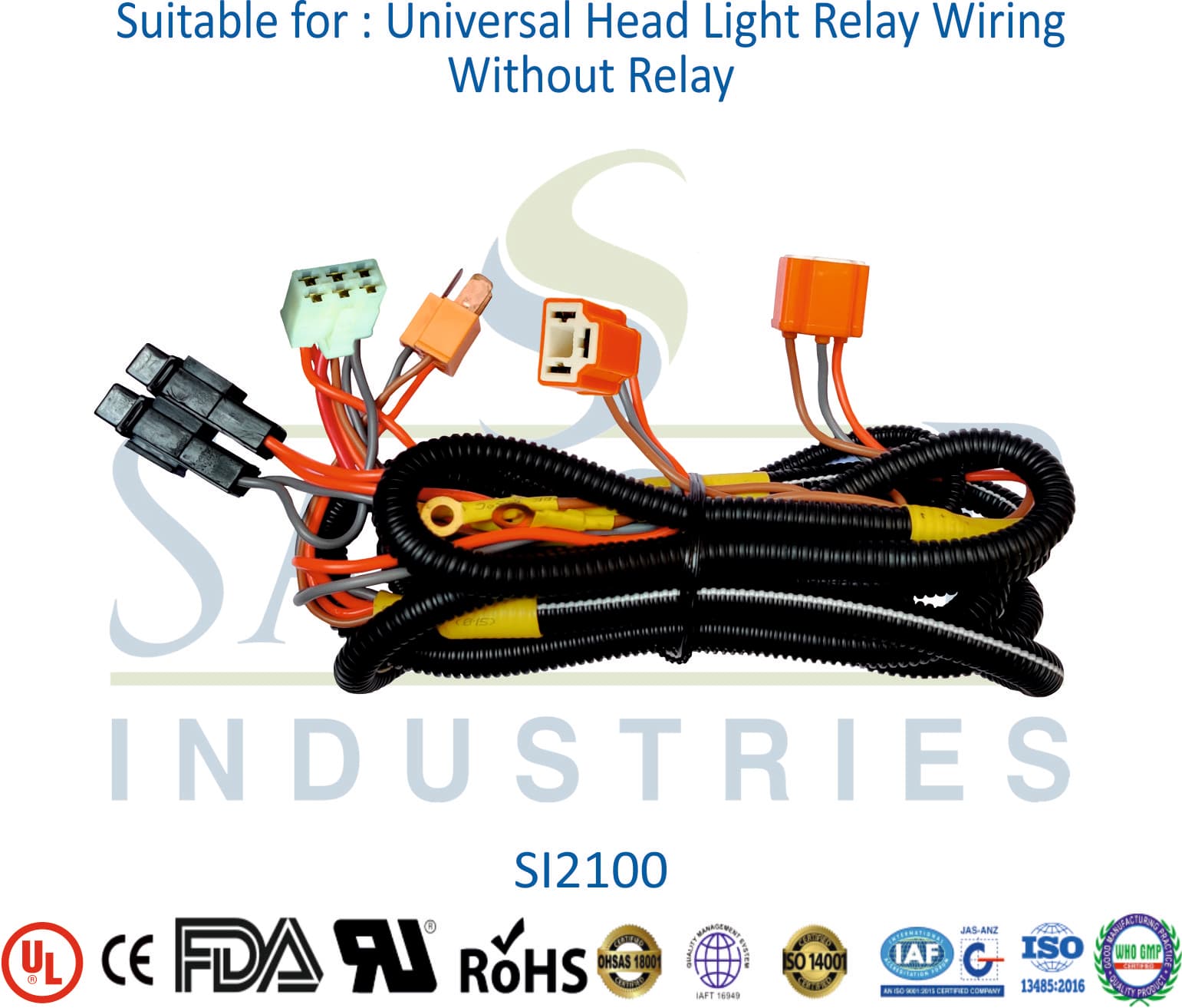 Universal Head Light Relay Wiring - Without Relay - 1