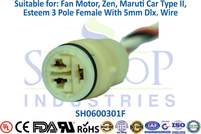 Fan Motor Zen/Maruti Car Type II/Esteem 3 Pole Female - Round