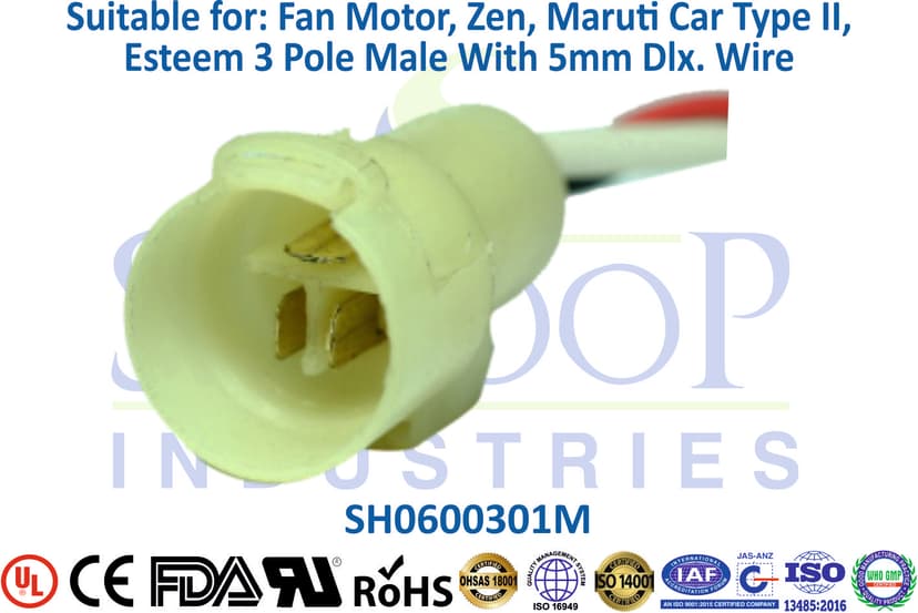 Fan Motor Zen/Maruti Car Type II/Esteem 3 Pole Male - Round