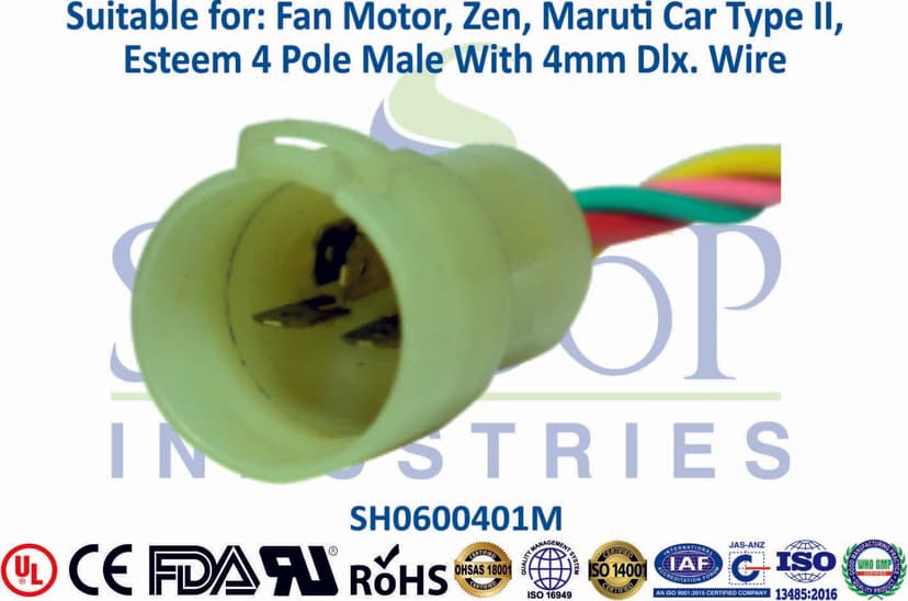 Fan Motor Zen/Maruti Car Type II/Esteem 4 Pole Male - Round
