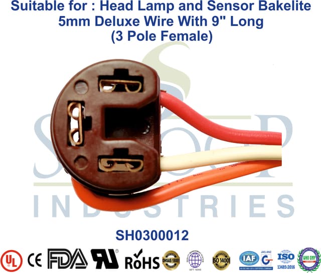 Head Lamp and Sensor Bakelite 3 Pole Female