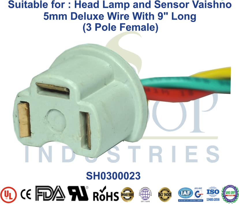 Head Lamp and Sensor Melamine 3 Pole Female