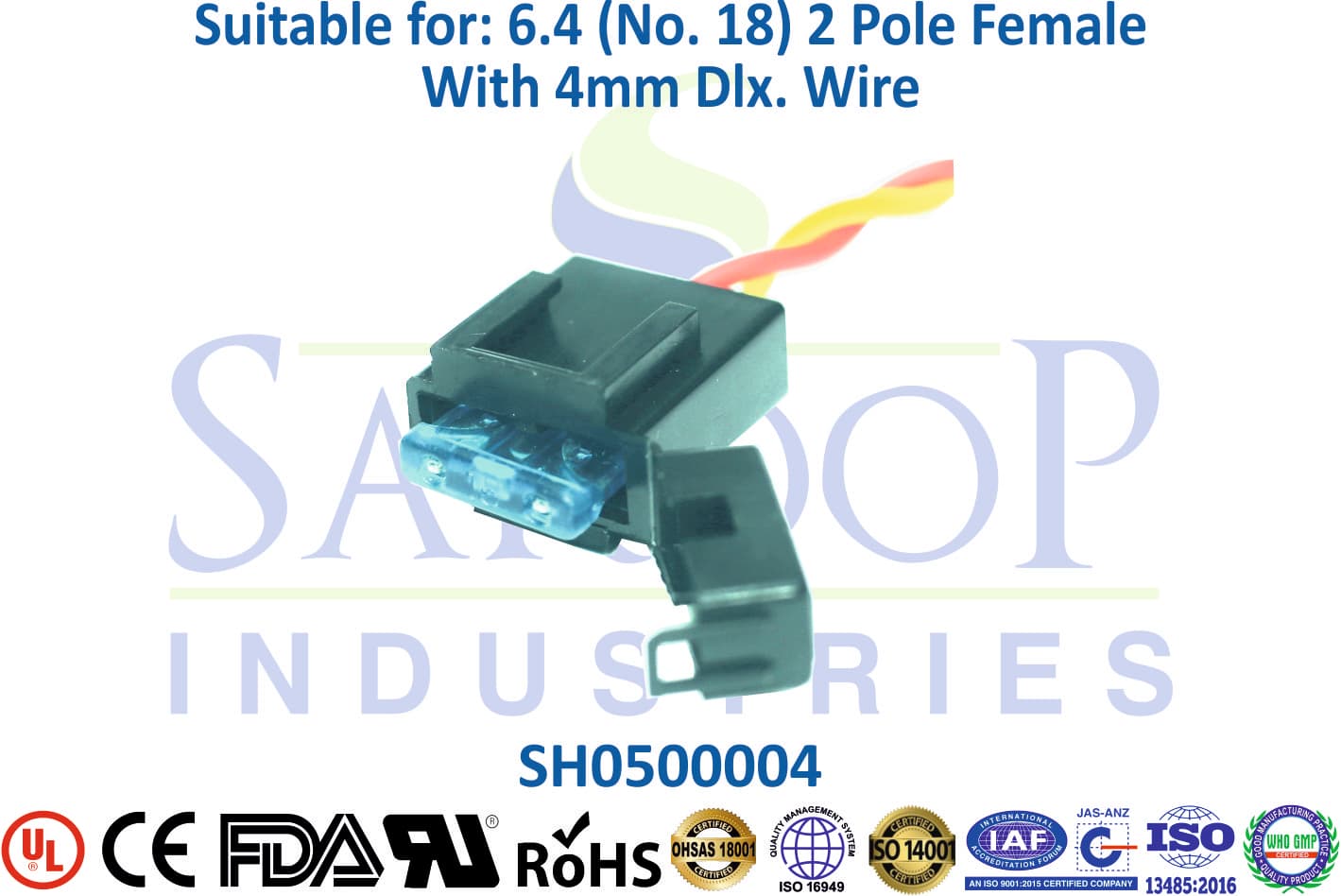 MFT 2 Pole Female Single Fuse - 4mm Wire - 1