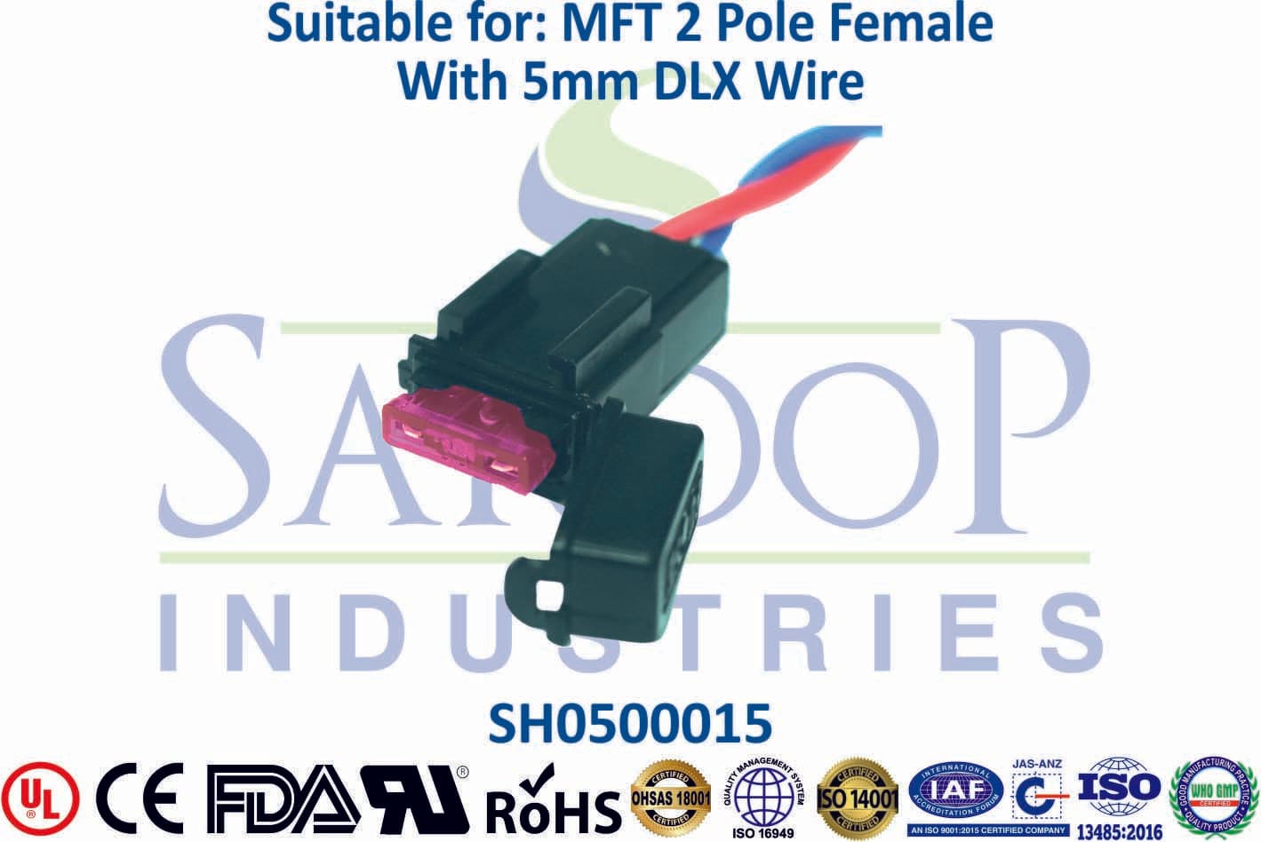MFT 2 Pole Female Single Fuse - 6mm Wire - 1