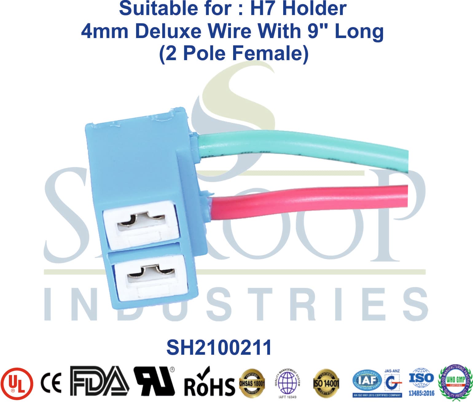 H7 Holder 2 Pole Female - 4mm Wire - 1