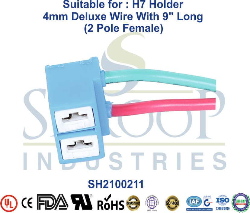 H7 Holder 2 Pole Female - 4mm Wire