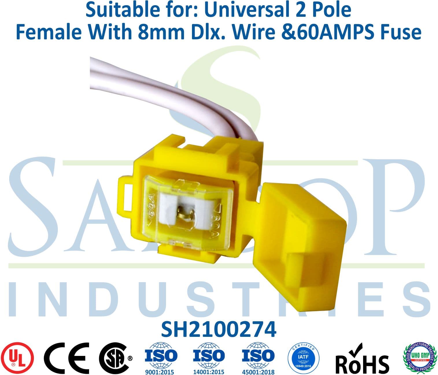 Universal 2 Pole Female - 8mm Wire & 60A Fuse - 1
