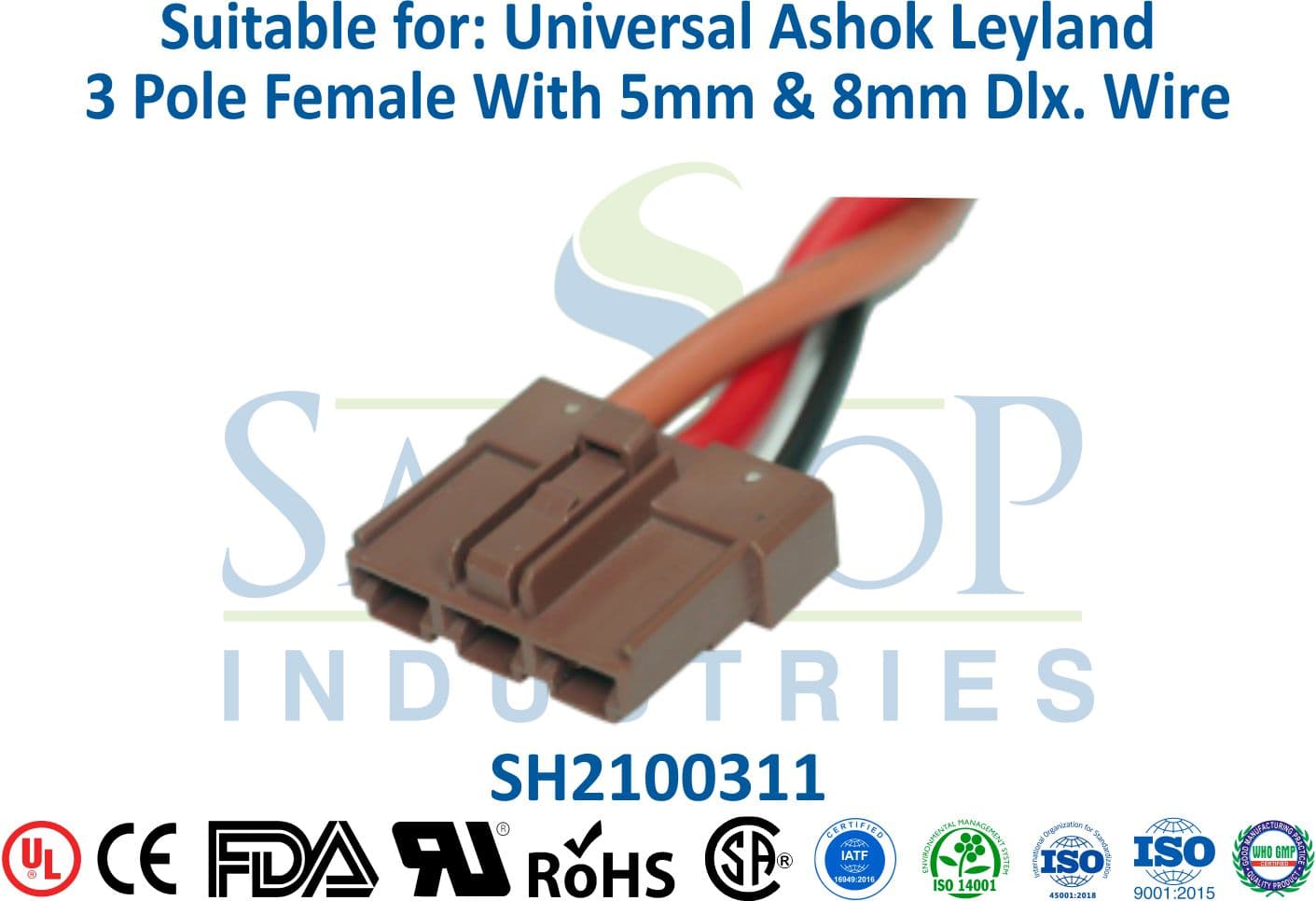 Universal Ashok Leyland 3 Pole Female - 5mm & 8mm Wire - 1