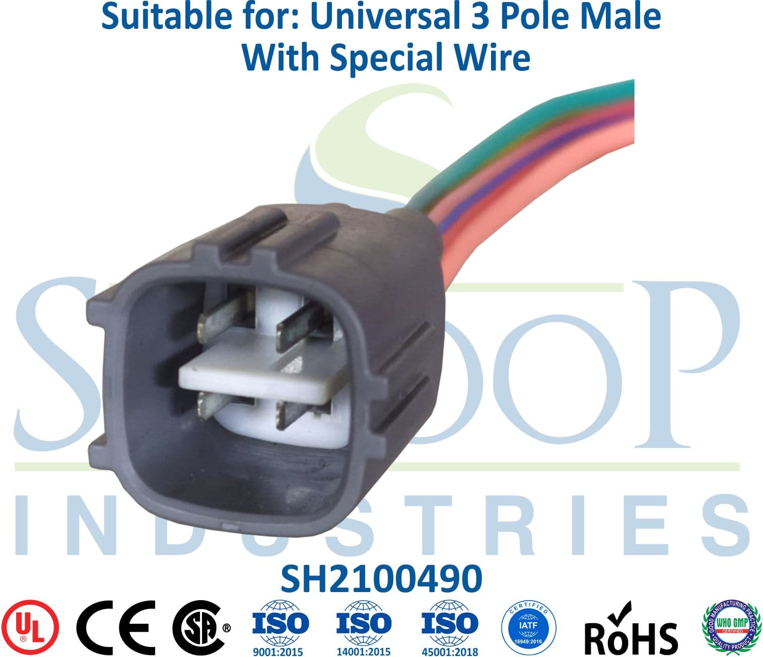 Universal 4 Pole Male - 4mm Wire - 1
