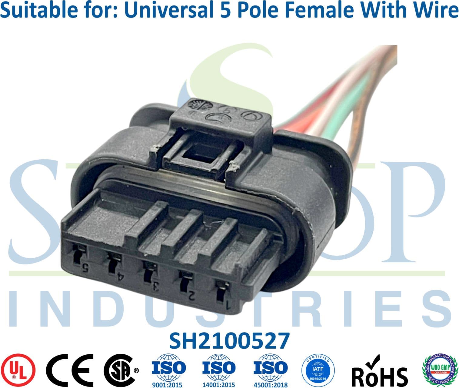 Universal 5 Pole Female - 5mm Wire & ECM - 1